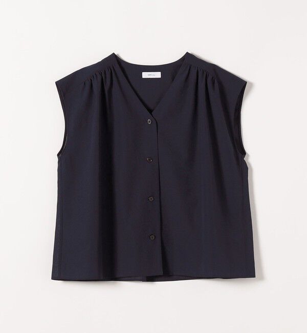 SHIPS any「《予約》SHIPS any:〈洗濯機可能〉Vネック フレンチ ギャザー ブラウス」|シャツ・ブラウス|