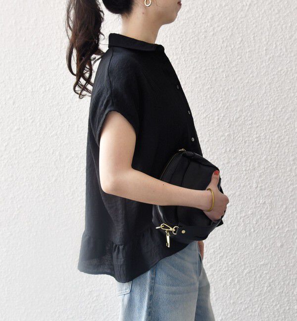 SHIPS any「《予約》SHIPS any:〈洗濯機可能〉カラミ フレンチ スリーブ ペプラム シャツ ブラウス」|シャツ・ブラウス|