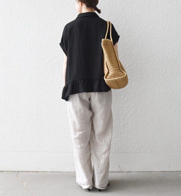 SHIPS any「《予約》SHIPS any:〈洗濯機可能〉カラミ フレンチ スリーブ ペプラム シャツ ブラウス」|シャツ・ブラウス|