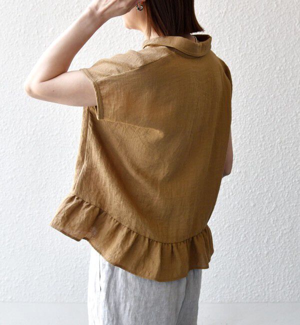 SHIPS any「《予約》SHIPS any:〈洗濯機可能〉カラミ フレンチ スリーブ ペプラム シャツ ブラウス」|シャツ・ブラウス|