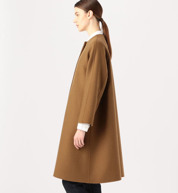 TOMORROWLAND collection「プレミアムカシミヤリバー ノーカラーAラインコート」|ノーカラーコート|
