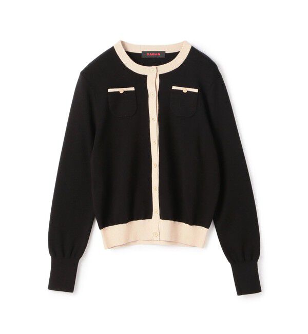 CABaN「コットンカシミヤ バイカラークルーネックカーディガン」|カーディガン|18 ブラック系