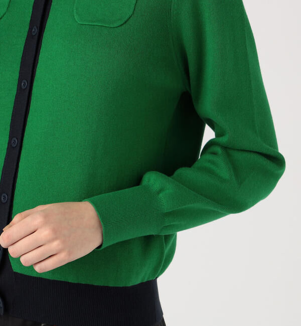 CABaN「コットンカシミヤ バイカラークルーネックカーディガン」|カーディガン|