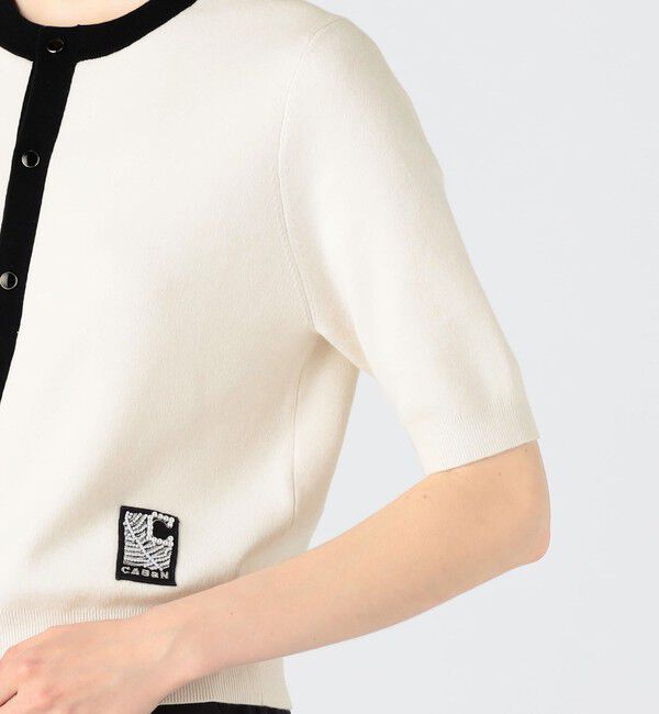CABaN「コットンカシミヤ バイカラーハーフスリーブカーディガン」|カーディガン|