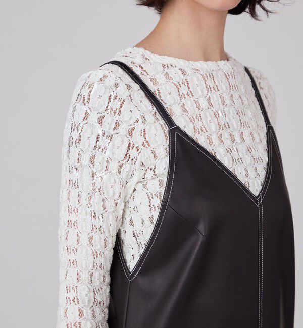 MACPHEE「レザーライク キャソールワンピース」|ワンピース|