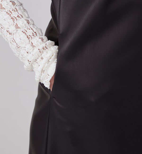 MACPHEE「レザーライク キャソールワンピース」|ワンピース|