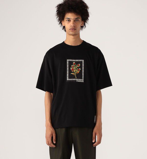 CABaN「CABaN スビンコットン ビンテージフラワーエンブロイダリーTシャツ」|Tシャツ・カットソー|