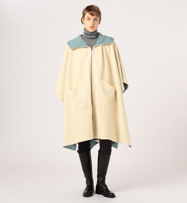 BACCA「レーヨンウール リバーシブルポンチョ」|ダッフルコート|