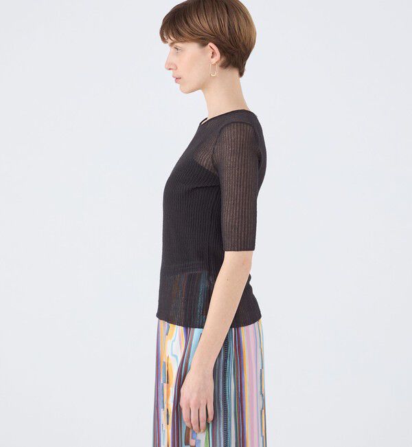 Ballsey「シアーダブルジャカード ハーフスリーブプルオーバー」|ニット・セーター|