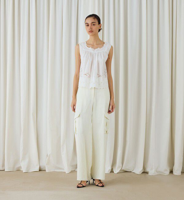 DES PRES「ソフトサテンワイドカーゴパンツ」|カーゴ|