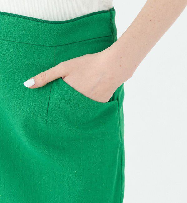 Ballsey「トリアセテートリネンストレッチ タイトロングスカート」|タイト|