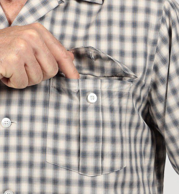 TOMORROWLAND MENS「コットンオンブレーチェック ダブルポケットオープンカラーシャツ ALBINI」|シャツ・ブラウス|