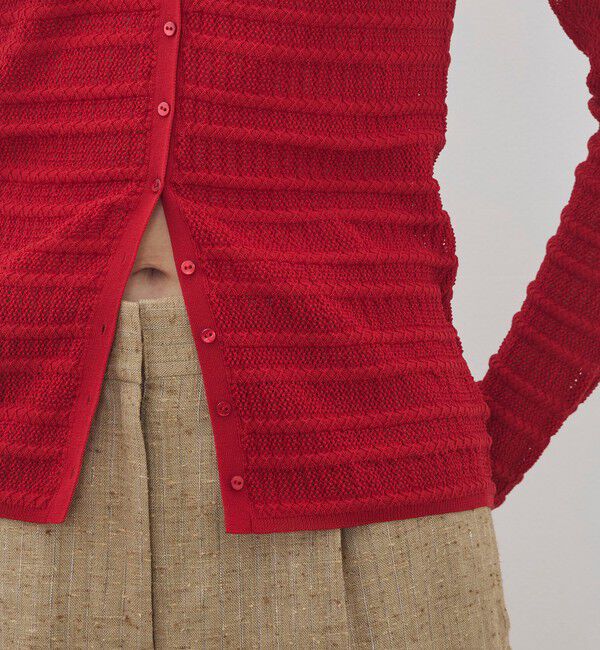 DES PRES「コットンポリエステルアセテートリブ Vネックカーディガン」|カーディガン|