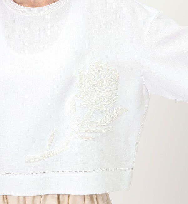 GALERIE VIE「リブコンビフレンチリネンエンブロイダリー クルーネックブラウス」|シャツ・ブラウス|