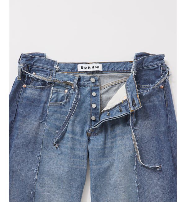  「リメイクダブルデニムパンツ」|デニム|