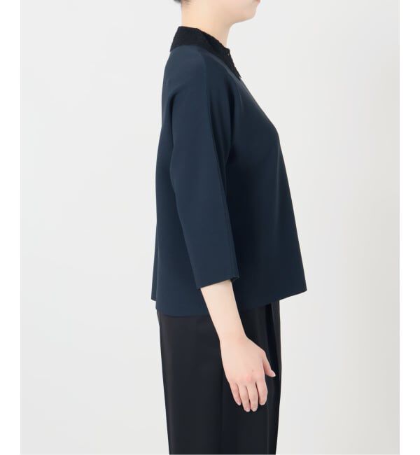 VERMEIL par iena「Room no.8 BLACK ルームエイト ブラック Needleレースカラーニット BR8KN-287」|ニット・セーター|