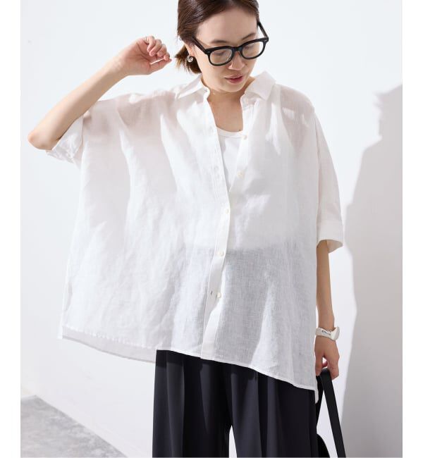 SLOBE IENA「《シリーズあり/予約》リネンコットンBOXシャツ」|シャツ・ブラウス|ホワイト