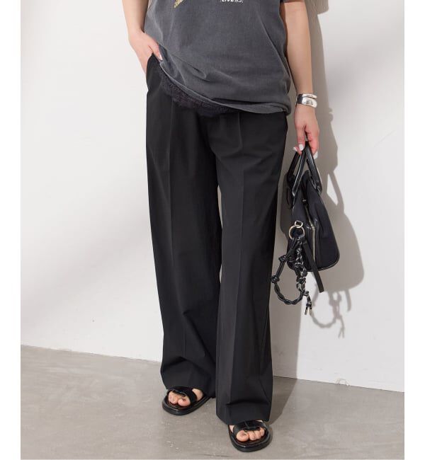 JOURNAL STANDARD「【撥水/接触冷感/洗える/UV】リネンナイロンストレッチスラックス」|スラックス|ブラック