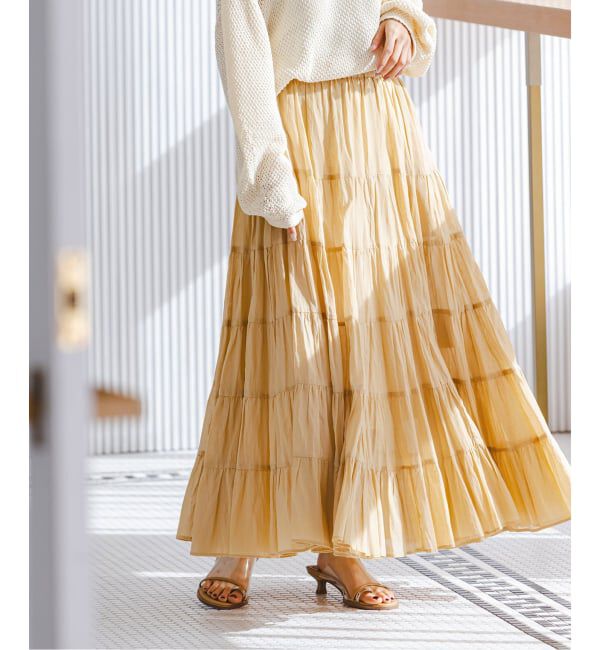 NOBLE「COUTURE D'ADAM/クチュールドアダム SushiVoile Tiered Skirt」|スカート|ベージュ