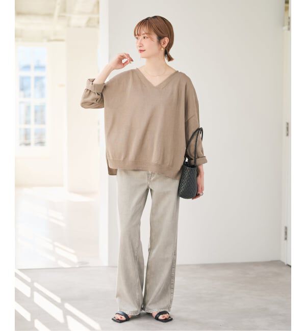 Spick and Span「ペーパーヤーンVネックルーズプルオーバー」|ニット・セーター|