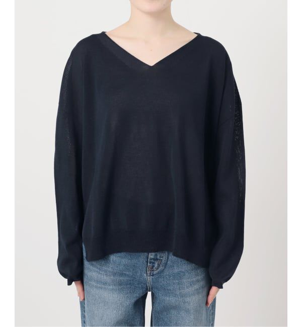 Spick and Span「ペーパーヤーンVネックルーズプルオーバー」|ニット・セーター|