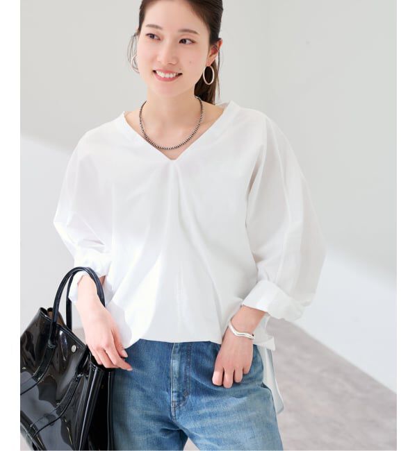 FRAMeWORK「≪予約≫Vネックドレープニュアンスプルオーバー」|シャツ・ブラウス|ホワイト