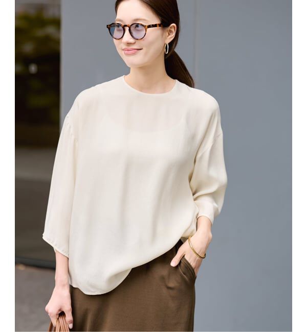 FRAMeWORK「キュプラサテンハーフスリーブ」|シャツ・ブラウス|