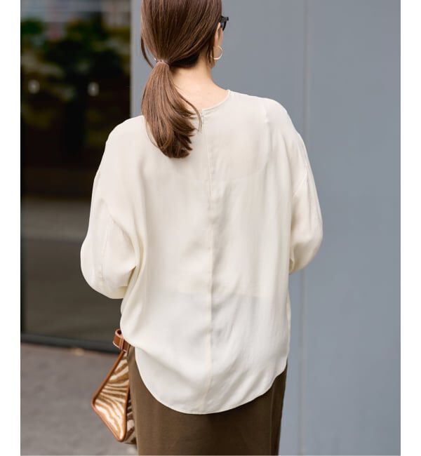 FRAMeWORK「キュプラサテンハーフスリーブ」|シャツ・ブラウス|