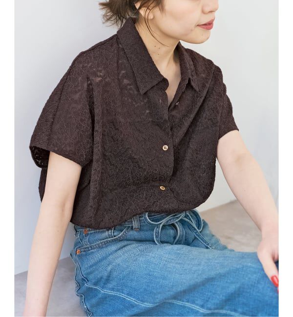 Spick and Span「《予約》レースフレンチスリーブシャツ」|シャツ・ブラウス|