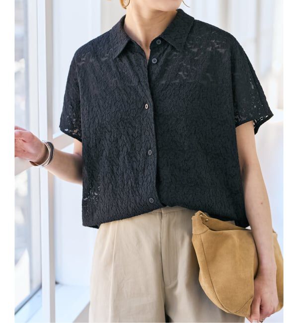 Spick and Span「《予約》レースフレンチスリーブシャツ」|シャツ・ブラウス|