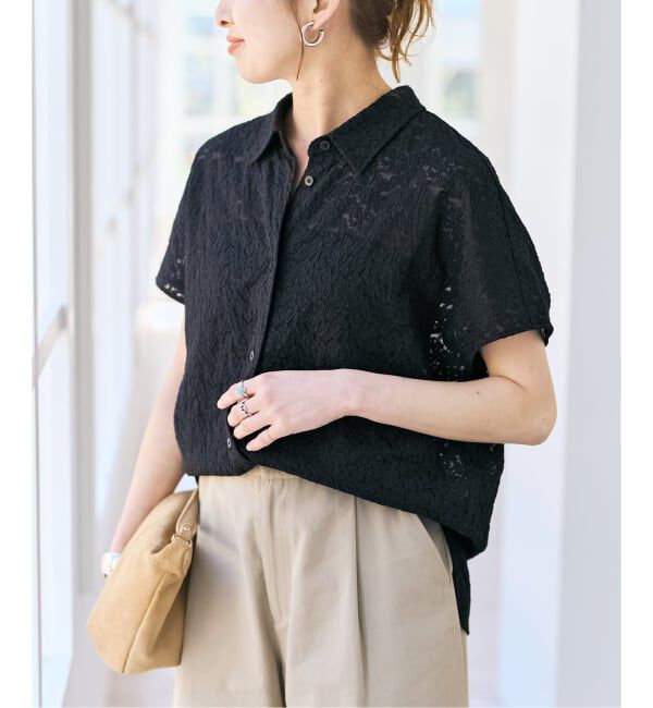 Spick and Span「《予約》レースフレンチスリーブシャツ」|シャツ・ブラウス|