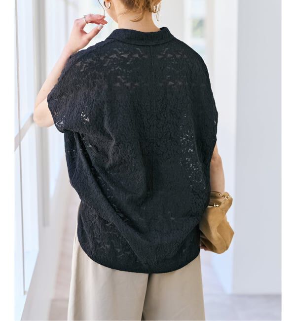 Spick and Span「《予約》レースフレンチスリーブシャツ」|シャツ・ブラウス|