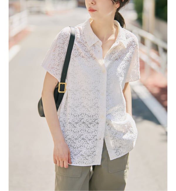 Spick and Span「《予約》レースフレンチスリーブシャツ」|シャツ・ブラウス|