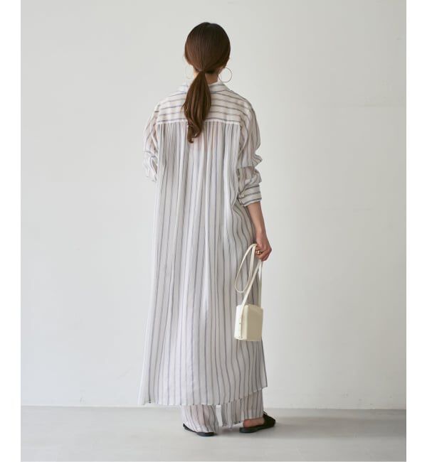 NOBLE「エアリーストライプロングシャツワンピース」|ワンピース|