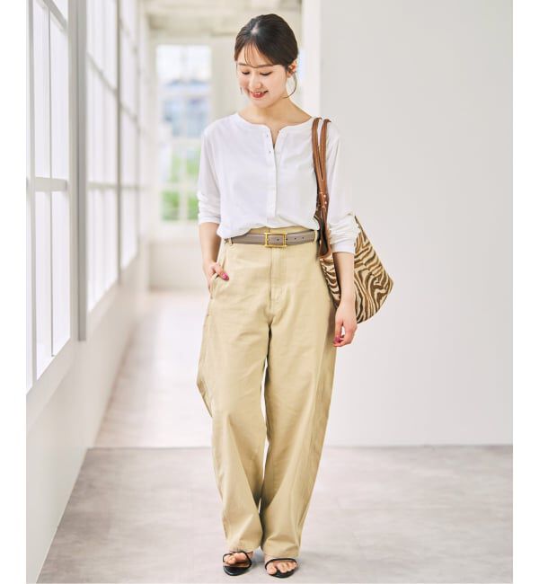 Spick and Span「リネン混ヘンリーネックTシャツ」|Tシャツ・カットソー|