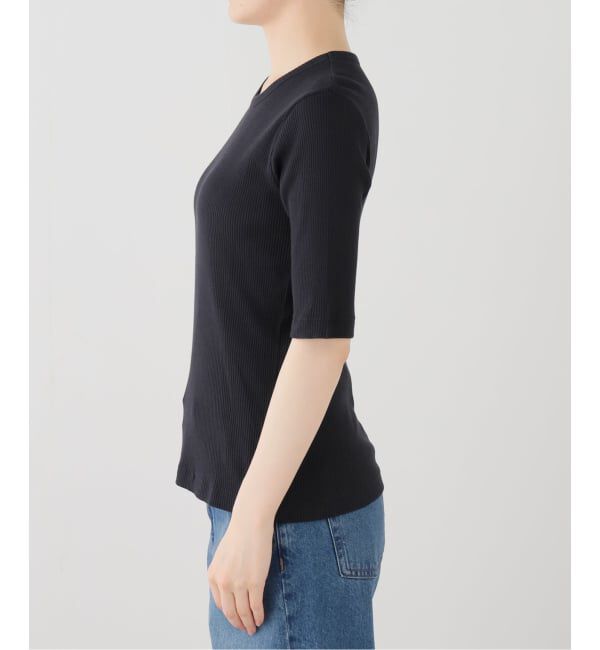 Spick and Span「コットンシルケットリブハーフスリーブプルオーバー」|Tシャツ・カットソー|