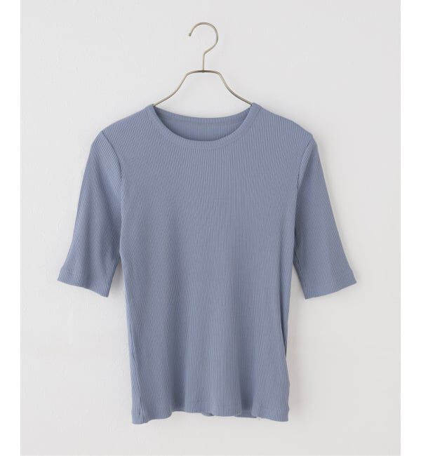 Spick and Span「コットンシルケットリブハーフスリーブプルオーバー」|Tシャツ・カットソー|サックスブルー B