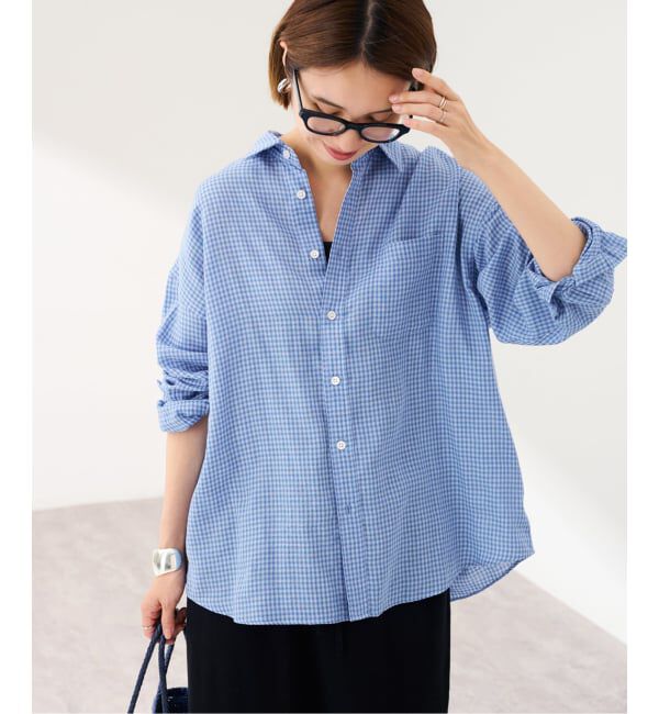 FRAMeWORK「ブルーミニチェックシャツ」|シャツ・ブラウス|ブルー