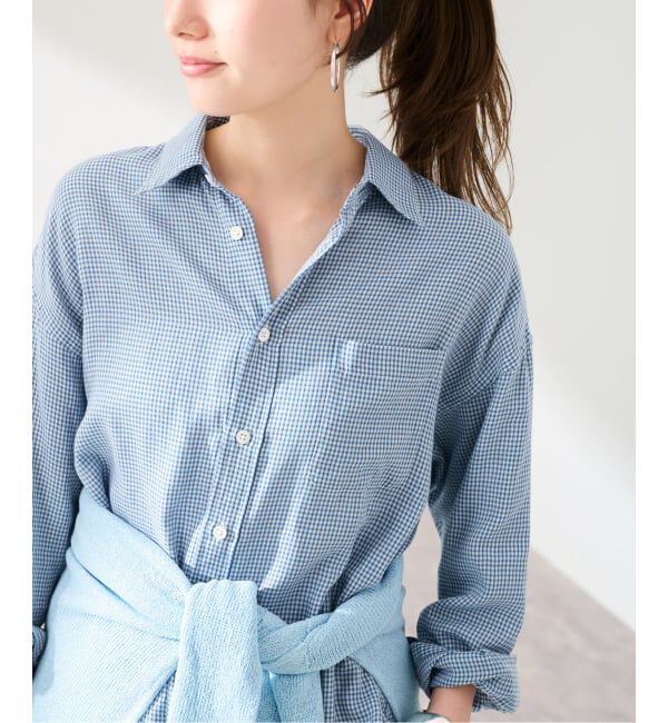 FRAMeWORK「ブルーミニチェックシャツ」|シャツ・ブラウス|サックスブルー