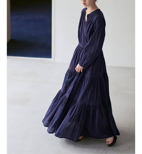 NOBLE「《予約》Velnica/ヴェルニカ カシュクールロングドレス」|ワンピース|ネイビー