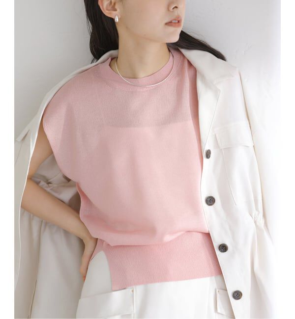  「《予約》【洗える】ウォッシャブルシアーフレンチプルオーバー」|ニット・セーター|ピンク A
