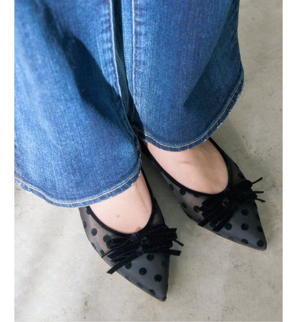  「《追加予約》ポインテッドチュールメニーリボンフラット」|その他|ブラック C