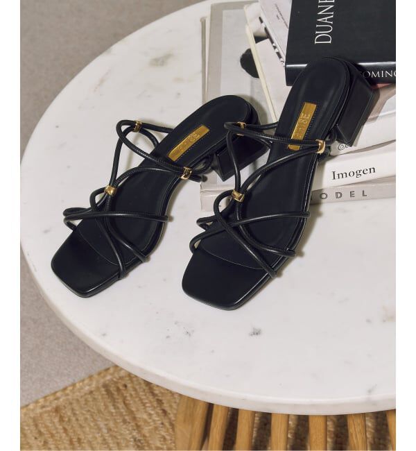 GRISE「《追加予約》GRISE3.5cmクロスメタルストリングサンダル」|サンダル|ブラック