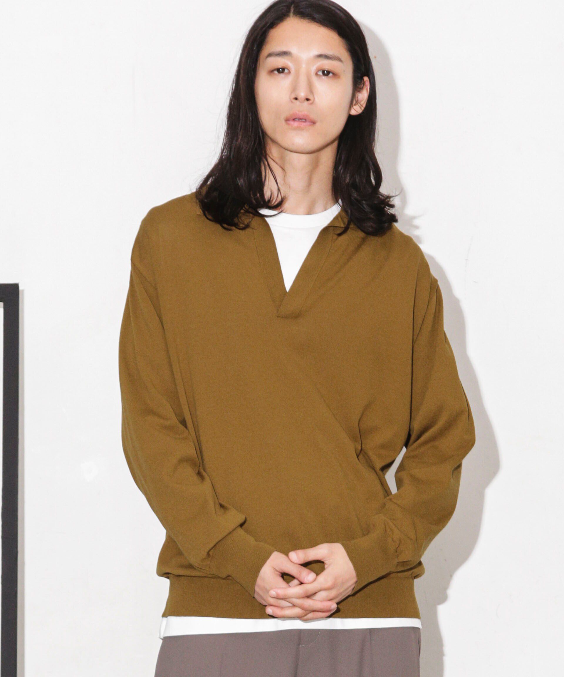 nano･universe「｢ESSENTIAL LINE｣天竺スキッパーポロ」|ニット・セーター|