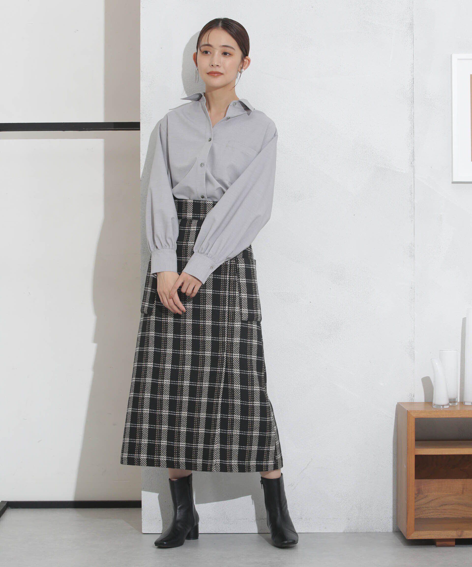 nano･universe「ポケットチェックスカート」|スカート|