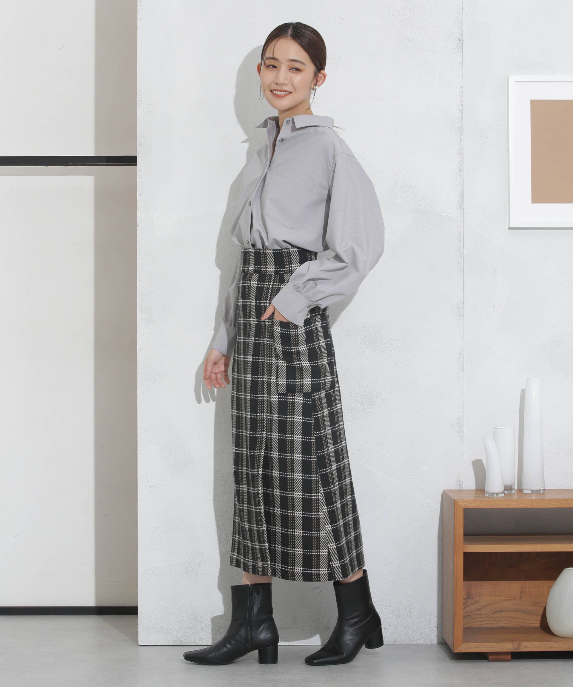 nano･universe「ポケットチェックスカート」|スカート|