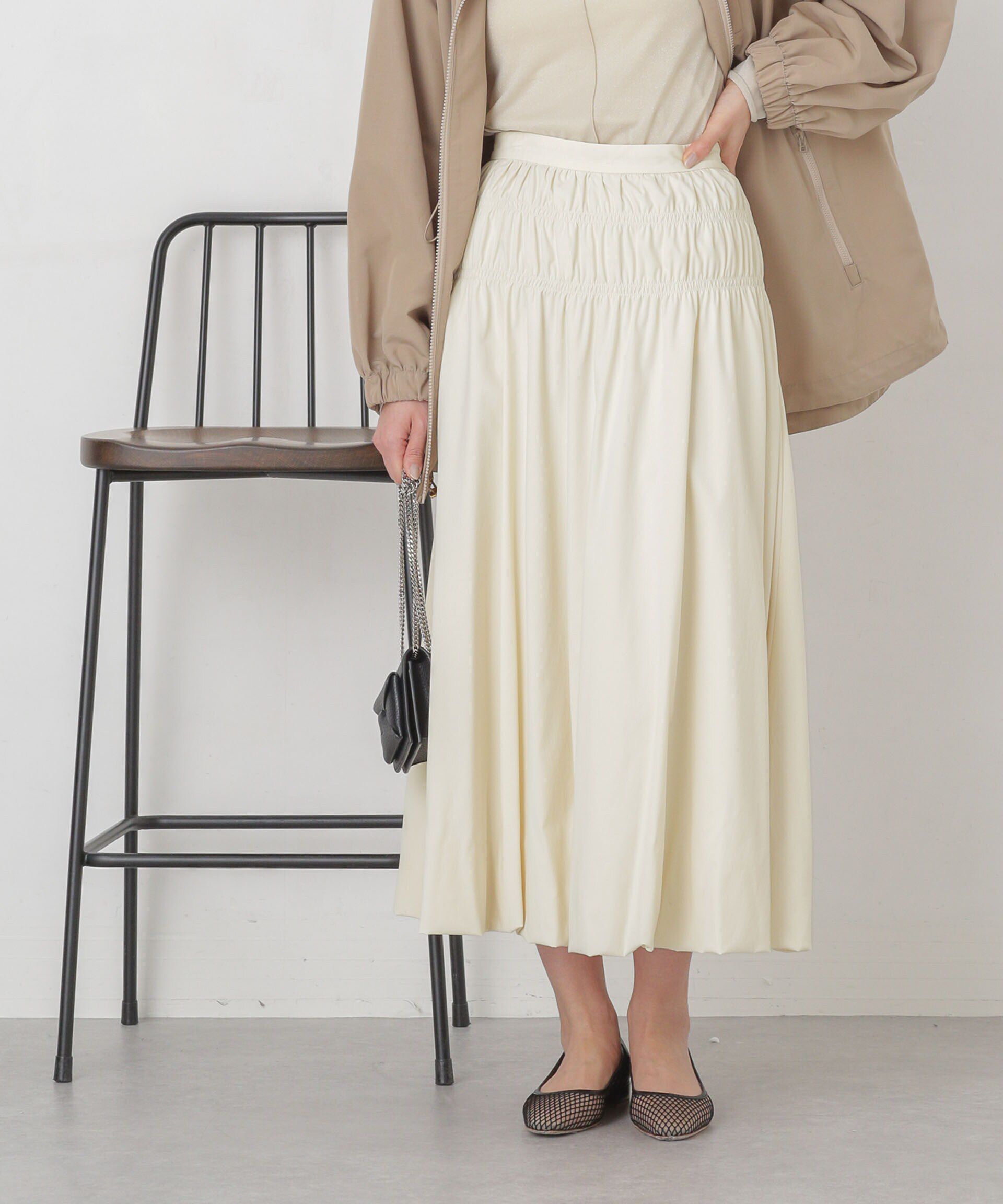 nano･universe「シャーリングギャザーバルーンスカート」|スカート|アイボリー7