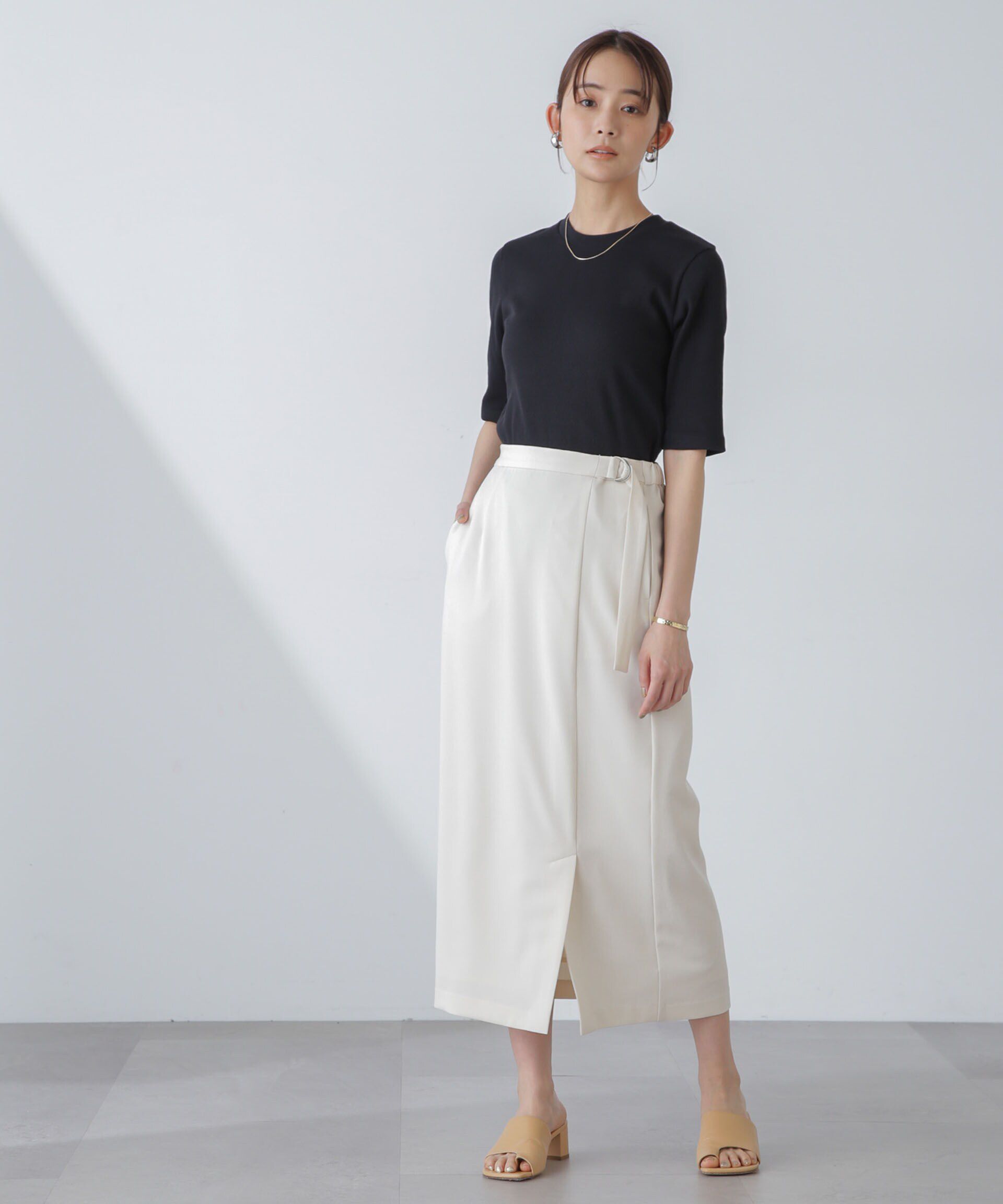 nano･universe「多機能素材サイドベルトストラップ風スカート(セットアップ可）」|スカート|