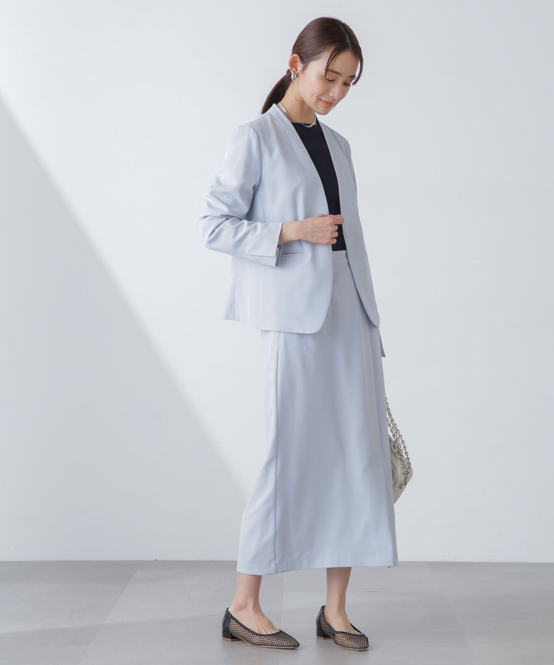 nano･universe「多機能素材サイドベルトストラップ風スカート(セットアップ可）」|スカート|