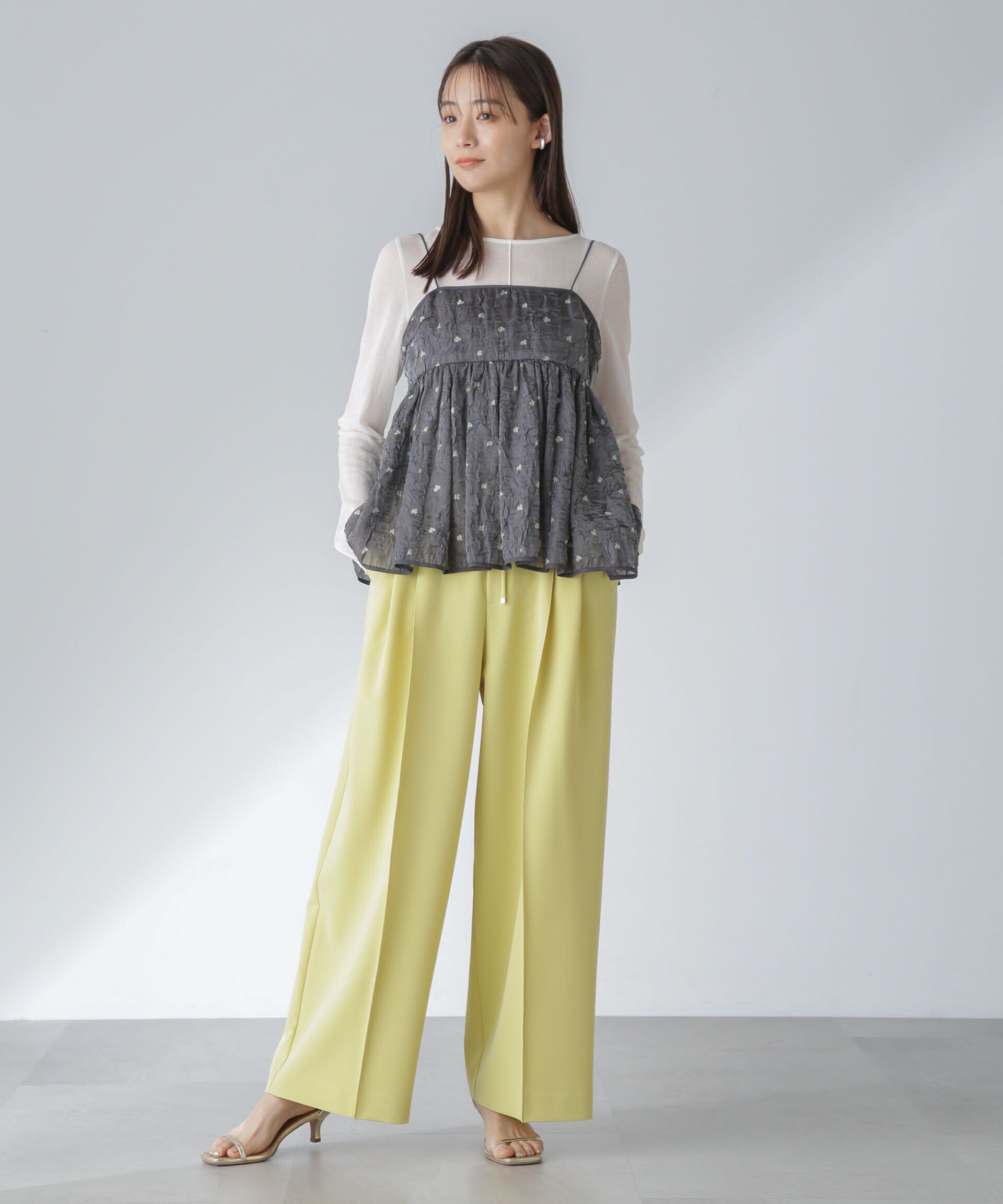 nano･universe「ピンタックイージーワイドパンツ」|チノ|